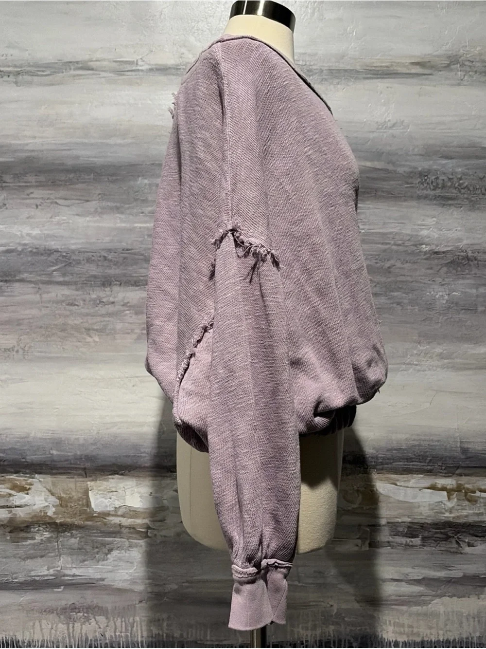 WE THE FREE PEOPLE Lavender Scoop Neck Oversized Raw Edge Boho Heather Hip S